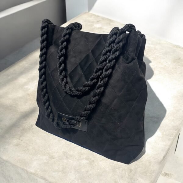 Black Quilted Tote Bag